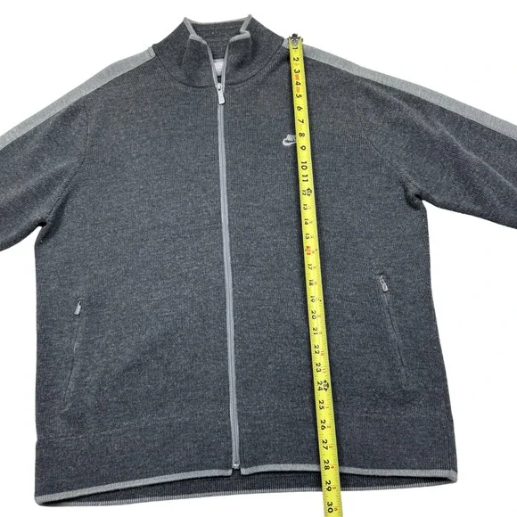 Vintage Nike Sportswear Wool Full Zip Mock Sweater Gray Mens Size XL Heavyweight